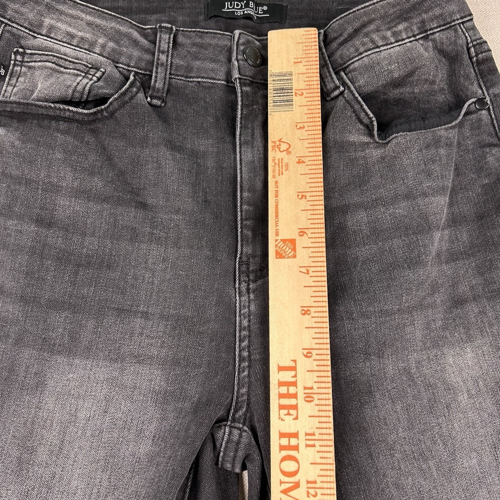 Judy Blue Jeans Womens 7/28 Super Flare Bell Bottoms Charcoal Raw Hem Gray - Picture 9 of 11